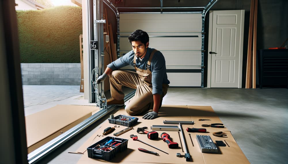 Expert garage door technician at work